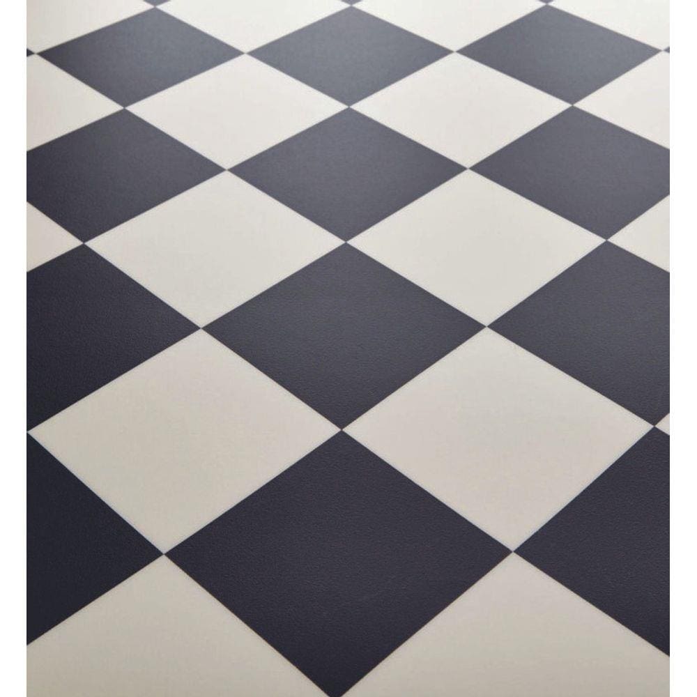 Piso Vinilico PVC Cores, Branco, Preto e Dama 0,70mm 2x9Mt
