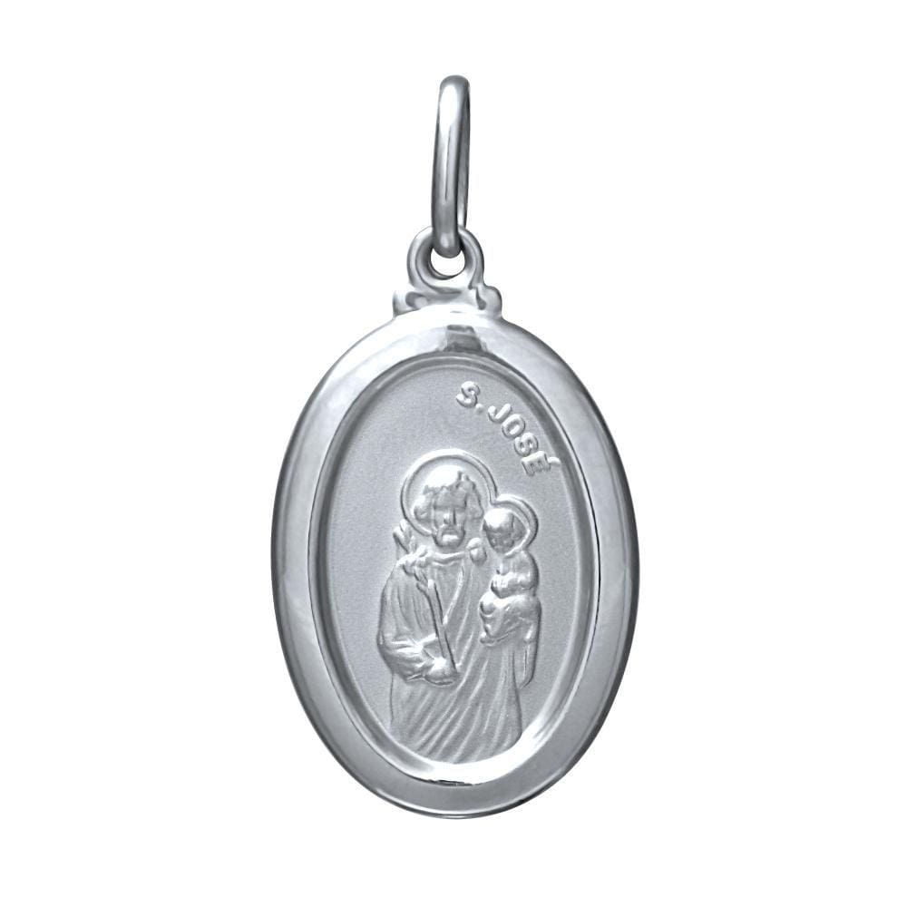 Pingente Aço São José Oval 23x16mm