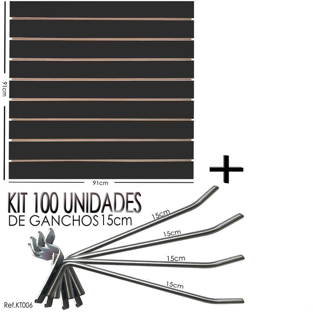 Painel Canaletado Preto - 0,91 x 0,91 + 100 und Gancho 15cm
