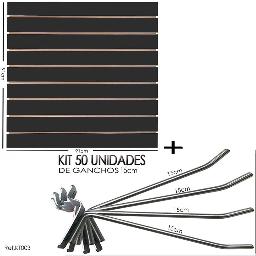 Painel Canaletado Preto - 0,91 x 0,91 + 50 und Gancho 15cm