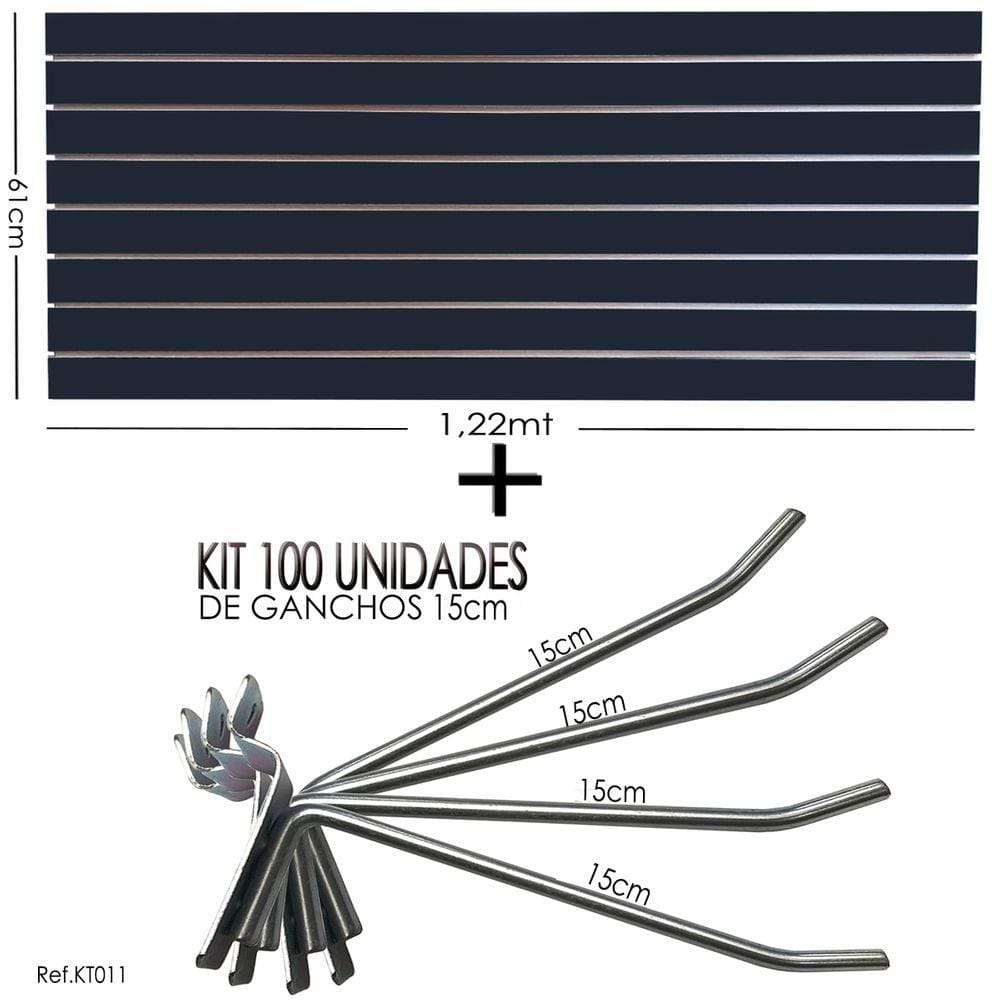 Painel Canaletado Preto -1,22 x 0,61 + 100 und Gancho 15cm
