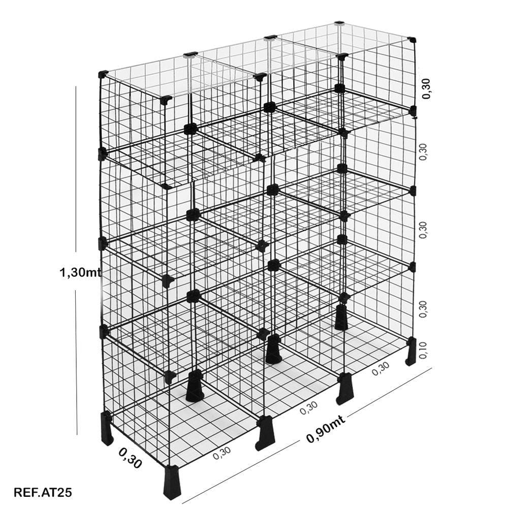 Balcão aramado preto com tampo de vidro - 1,30 x 0,90 x 0,30