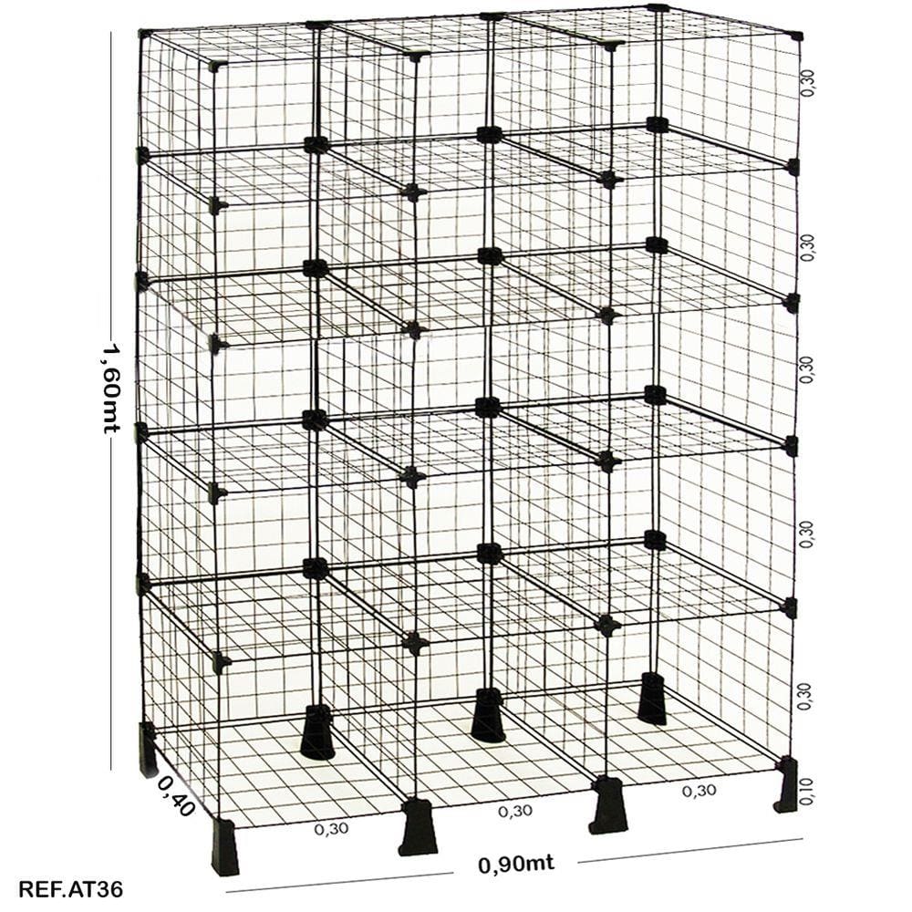Balcão aramado preto -  1,60 x 0,90 x 0,40