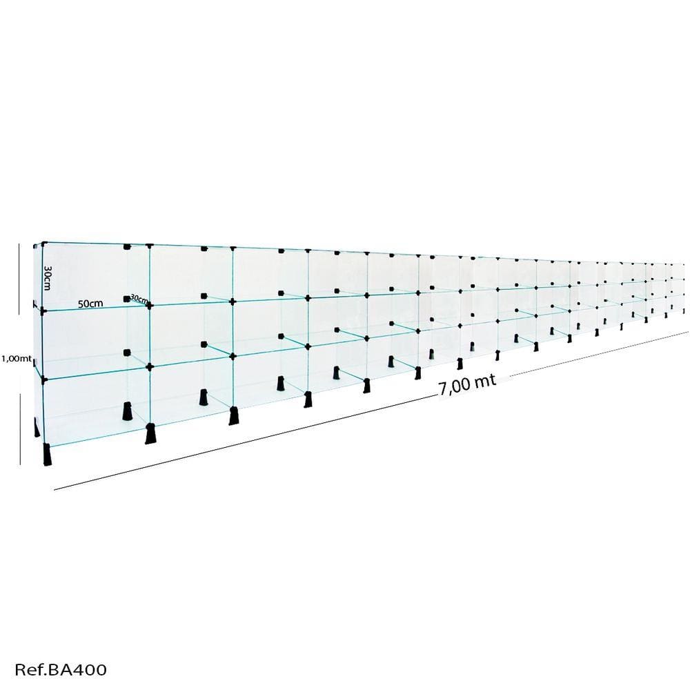Balcão de Atendimento Modulado em Vidro - 7,00 x 1,00 x 0,30
