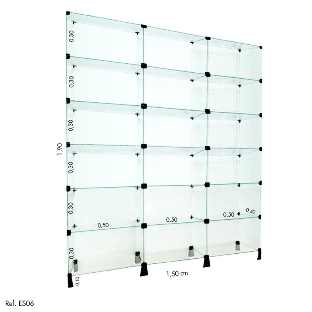 Estante de Vidro Modulado - 1,50 x 1,90 X 0,40