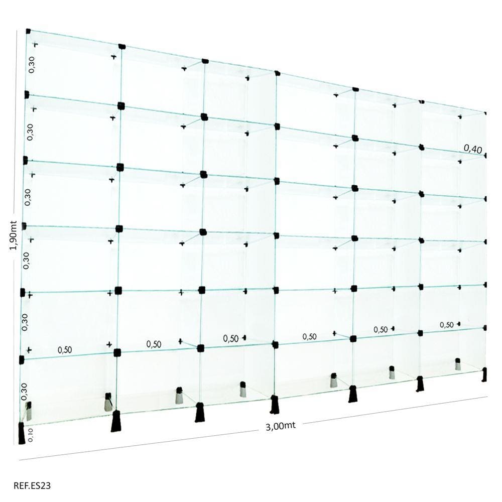 Estante de Vidro Modulado - 3,00 x 1,90 x 0,40
