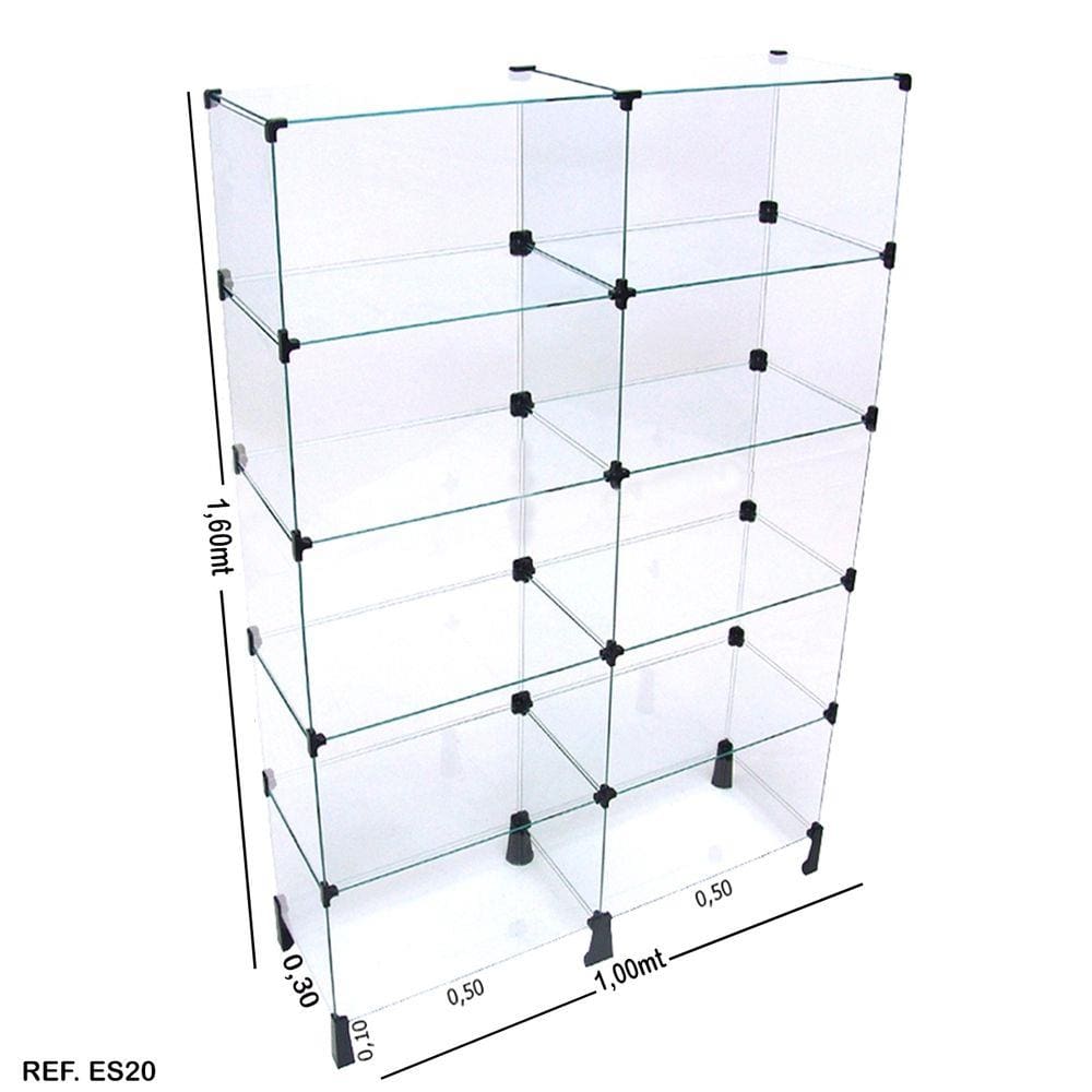 Estante de Vidro Modulado - 1,00 x 1,60 x 0,30
