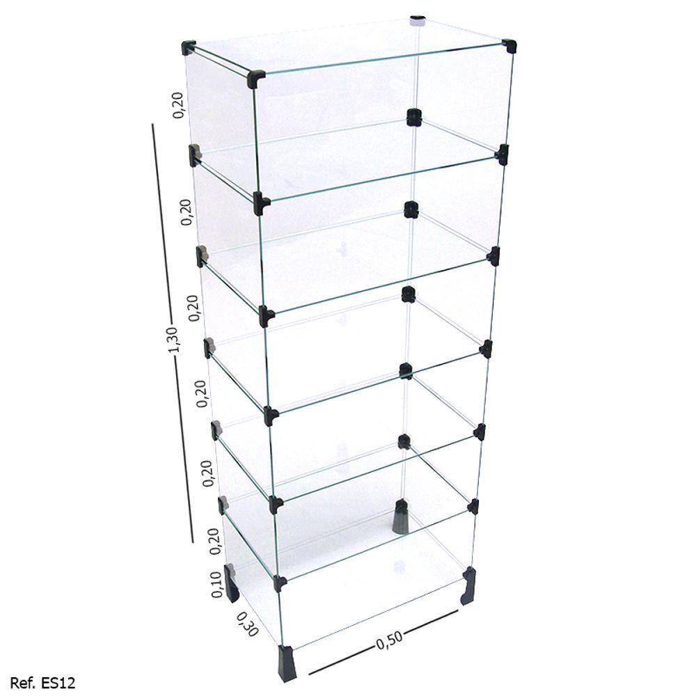 Estante de Vidro Modulado - 0,50 x 1,30 x 0,30