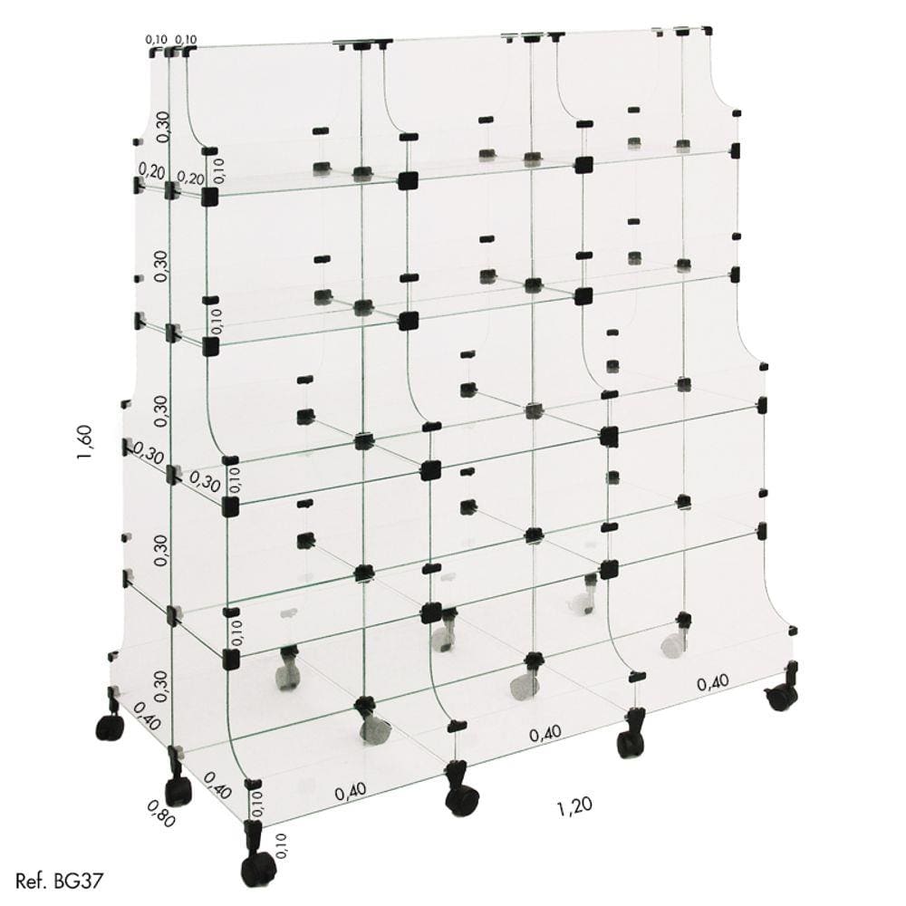 Gôndola Piramide Modulado em Vidro - 1,60 x 1,20 x 0,80
