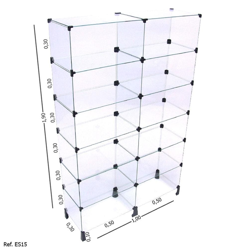 Estante de Vidro Modulado - 1,00 x 1,90 x 0,30