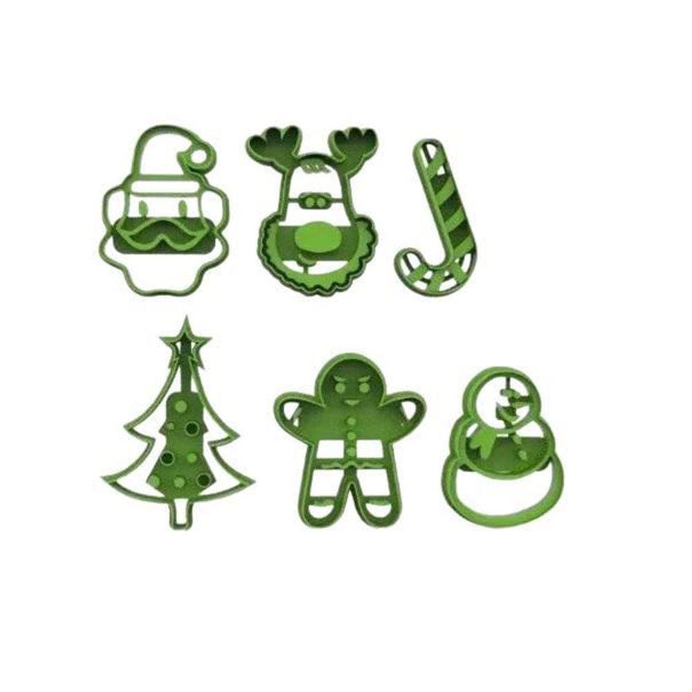 Kit 6 Cortadores De Natal 7Cm - Verde