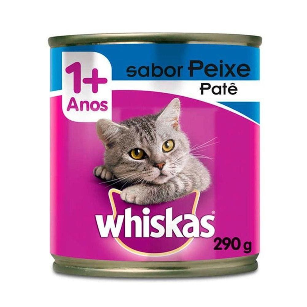 Racao Umida Whiskas Gatos Adultos Pate Peixe Lata 290gr