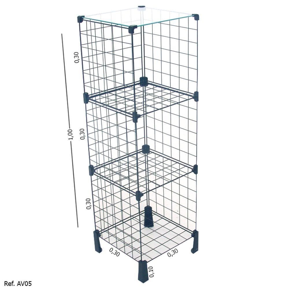 Estante Aramada com Tampo de Vidro - 0,30 x 1,00 x 0,30