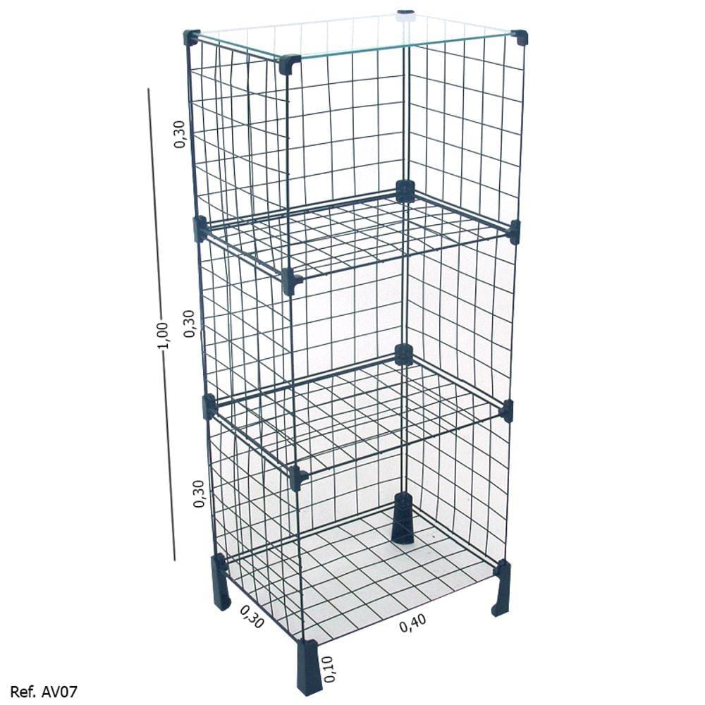 Estante Aramada com Tampo de Vidro - 0,40 x 1,00 x 0,30