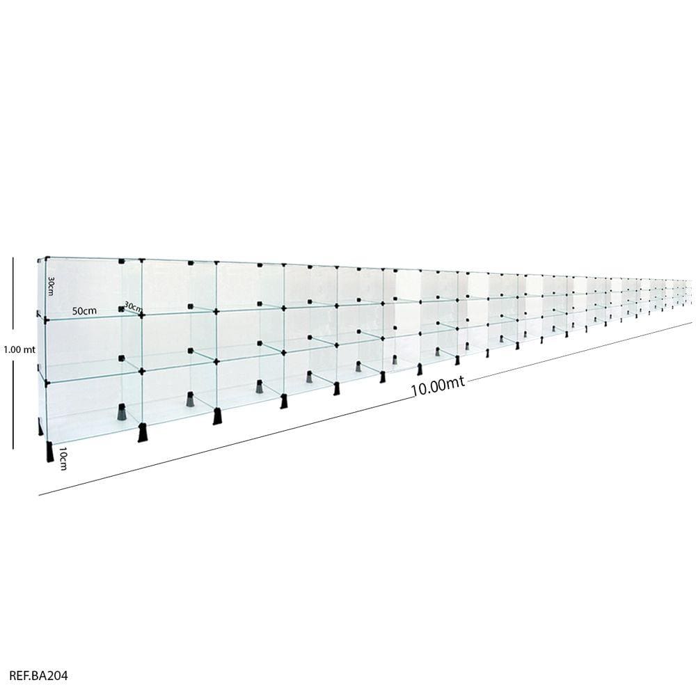 Balcão de Atendimento Modulado em Vidro - 10,00 x 1,00 x 0,30
