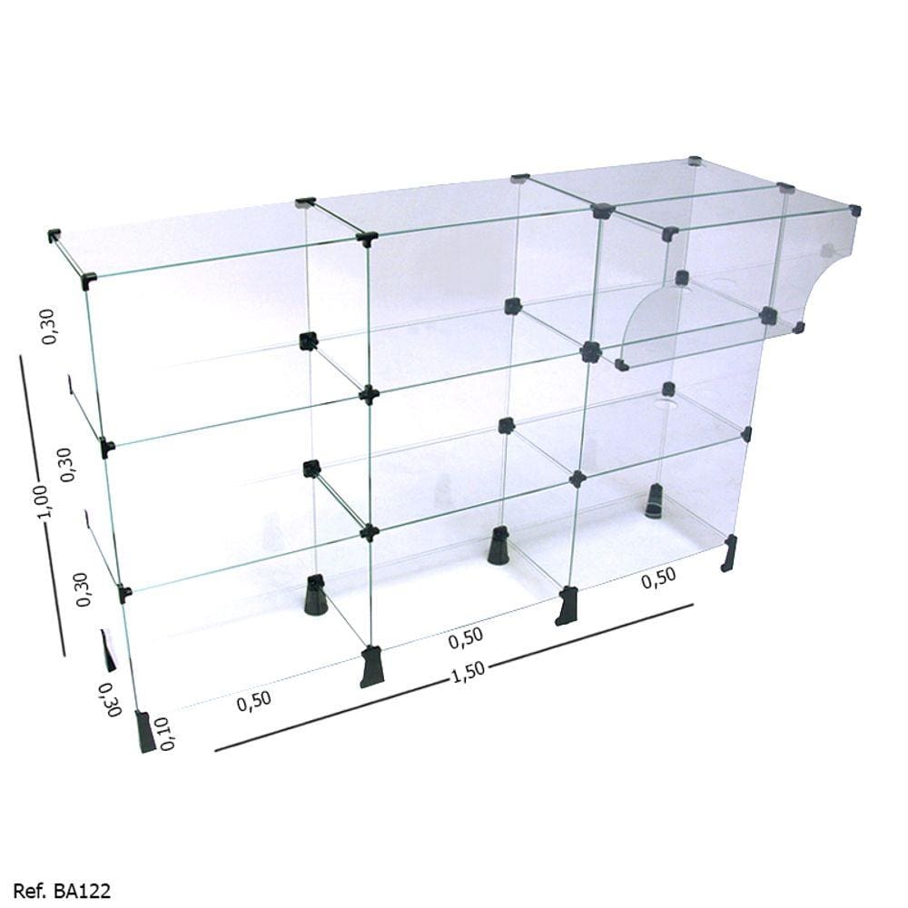 Balcão Caixa Modulado em Vidro - 1,50 x 1,00 x 0,30