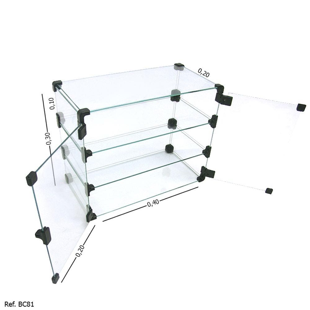 Expositor Modulado em Vidro com Portas - 0,40 x 0,30 x 0,20