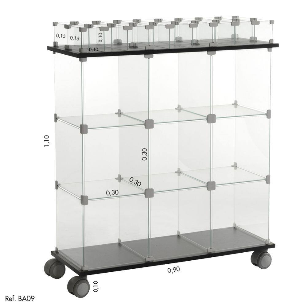 Balcão de Atendimento Duplo Modulado em Vidro - 0,90 x 1,10 x 0,30