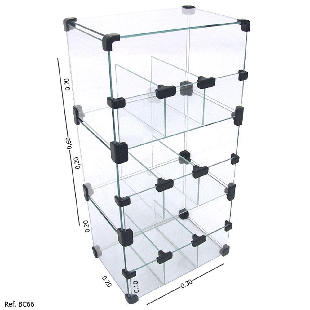 Baleiro Expositor Modulado em Vidro - 0,30 x 0,60 x 0,20