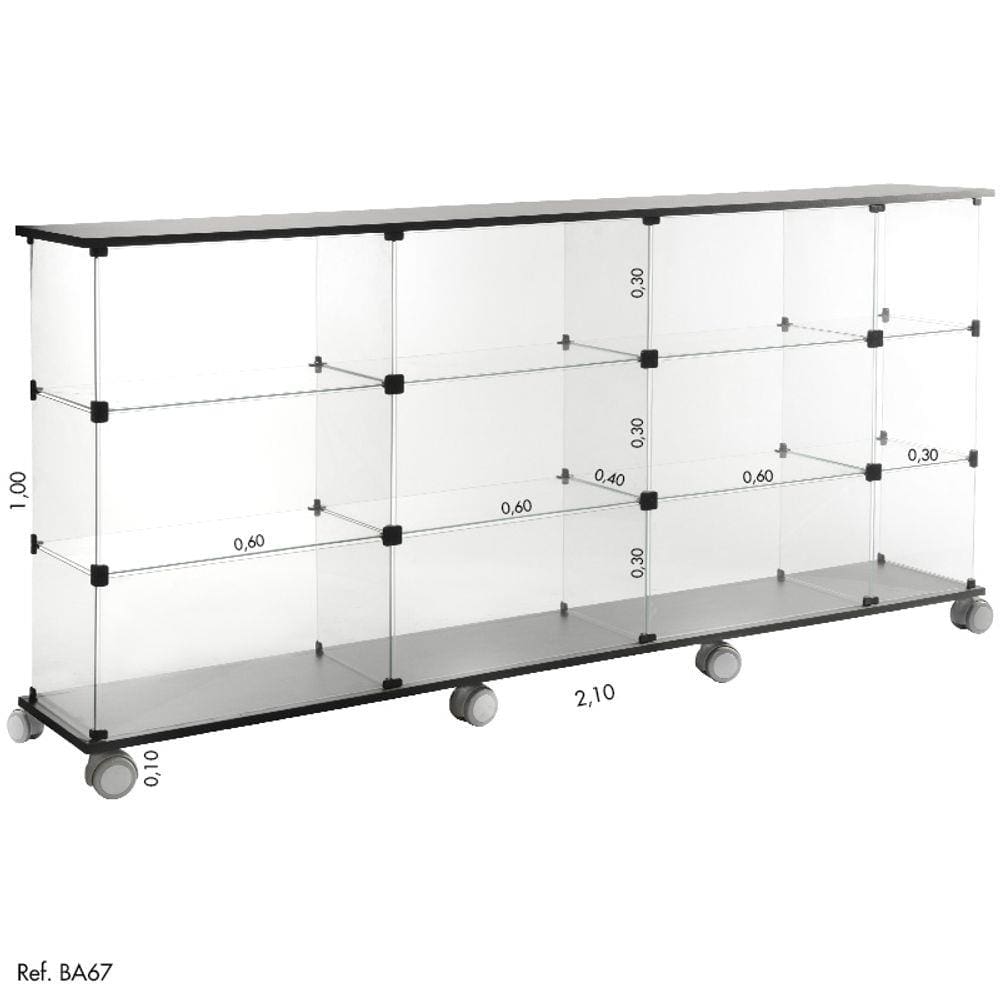 Balcão de Atendimento Modulado em Vidro - 2,10 x 1,00 X 0,40
