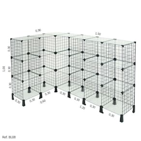 Balcão L Misto Vidro Aramado - 1,50 x 1,00 x 0,90