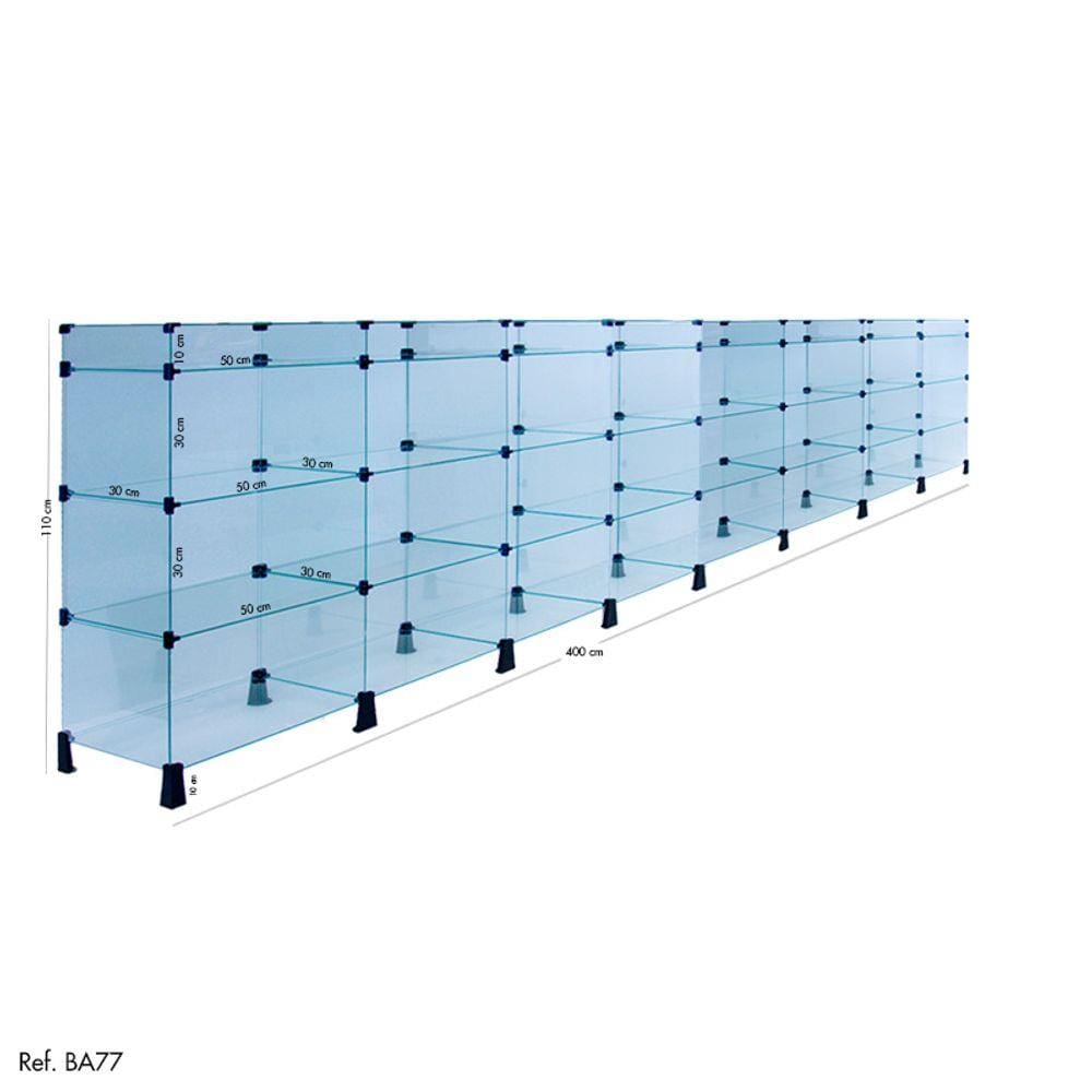 Balcão de Atendimento Modulado em Vidro - 4,00 x 1,10 x 0,30