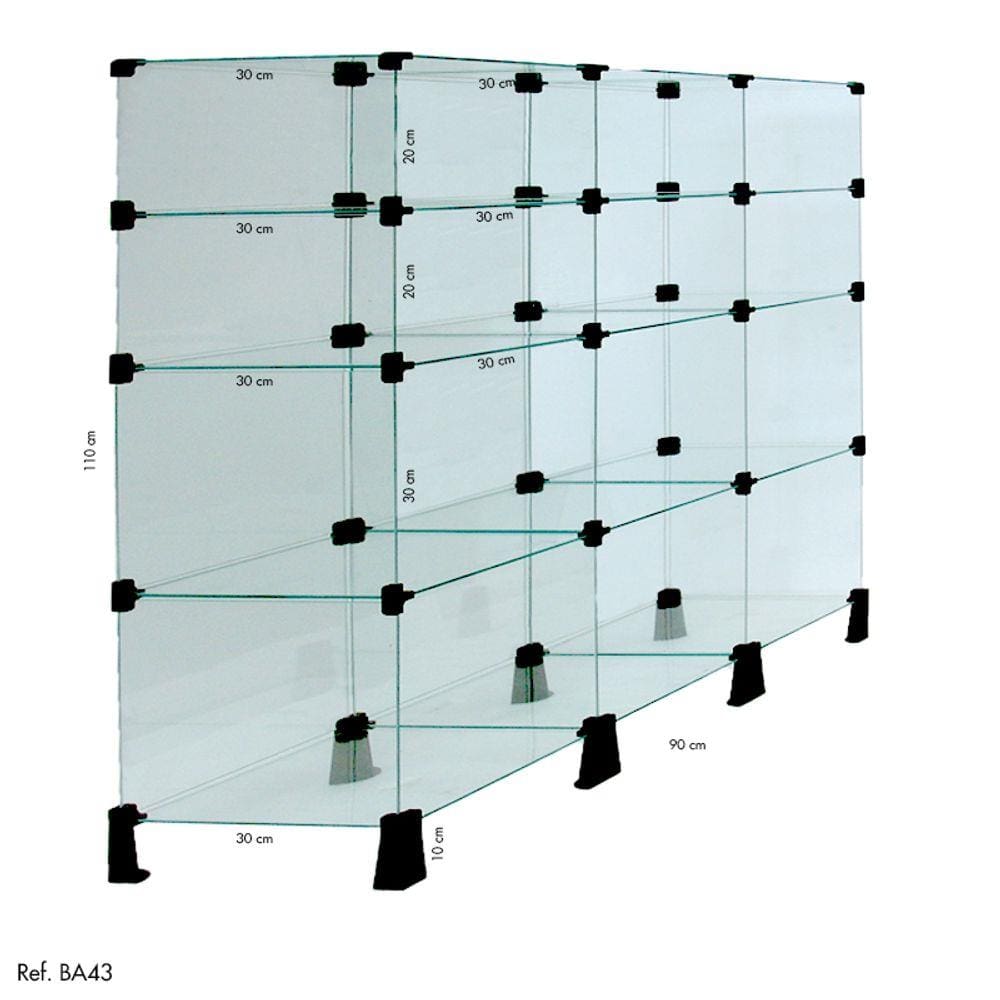 Balcão de Atendimento Modulado em Vidro - 1,10 x 0,90 x 0,30