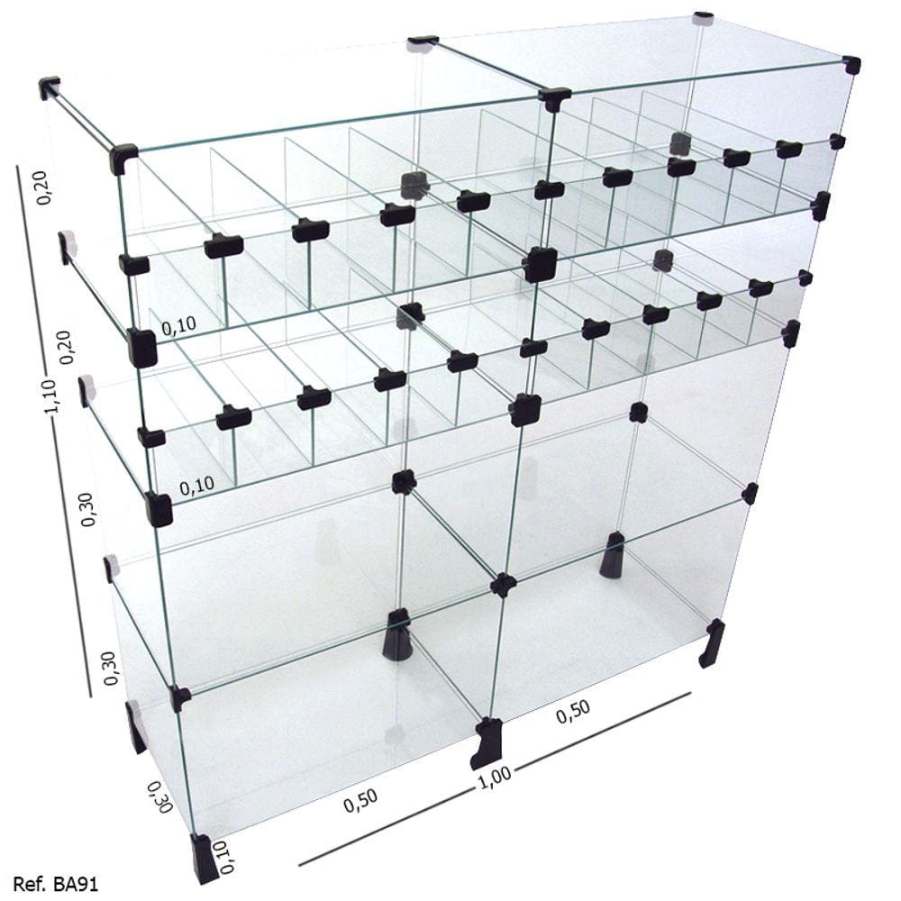 Balcão de Atendimento Modulado em Vidro - 1,00 x 1,10 x 0,30