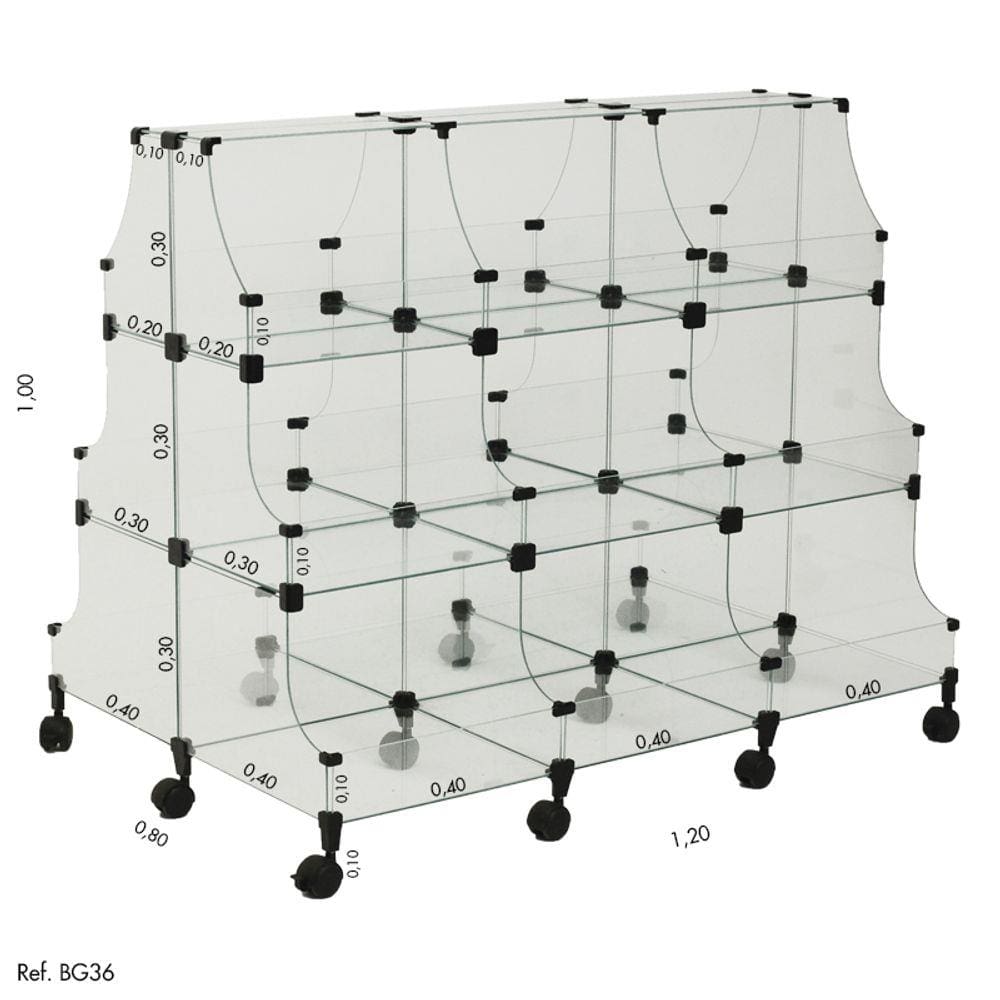 Gôndola Piramide Modulado em Vidro - 1,00 x 1,20 x 0,80