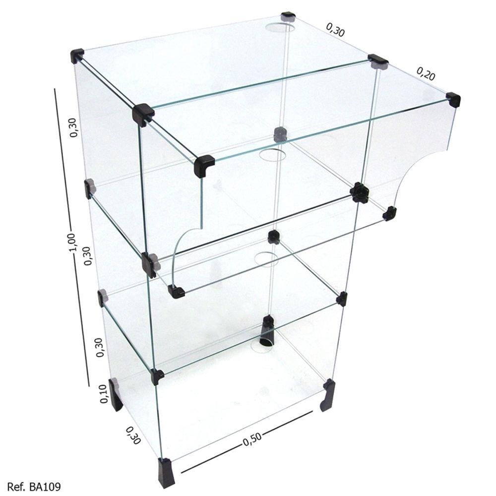 Balcão Caixa Modulado em Vidro - 0,50 x 1,00 x 0,30