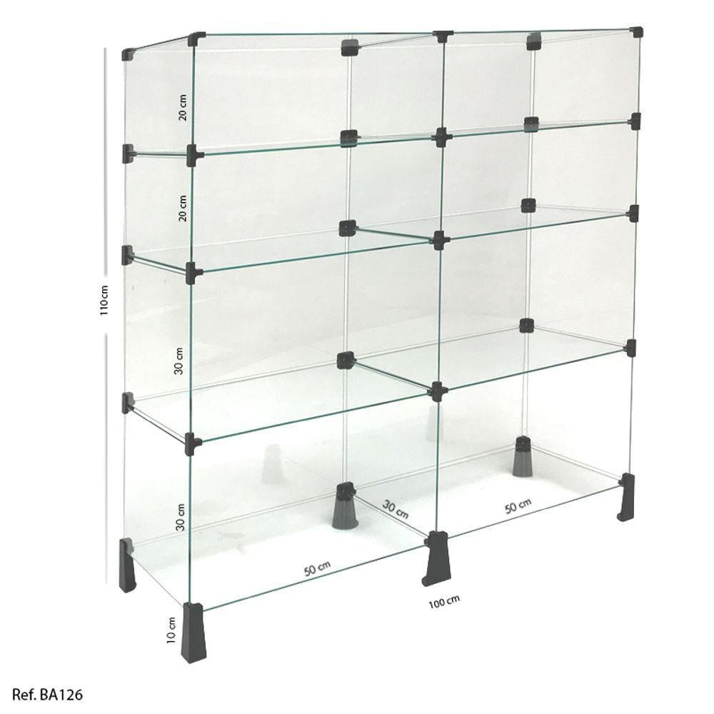 Balcão de Atendimento Modulado em Vidro - 1,00 x 1,10 x 0,30