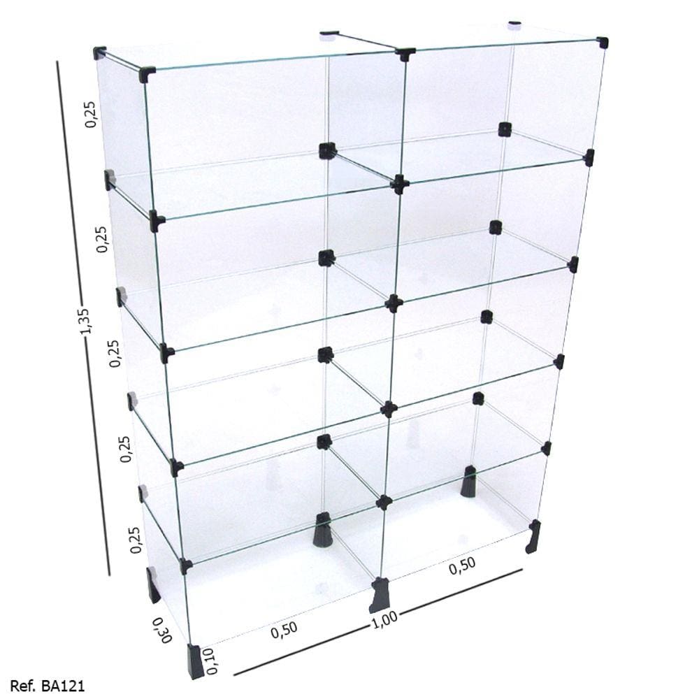 Balcão de Atendimento Modulado em Vidro - 1,00 x 1,35 x 0,30