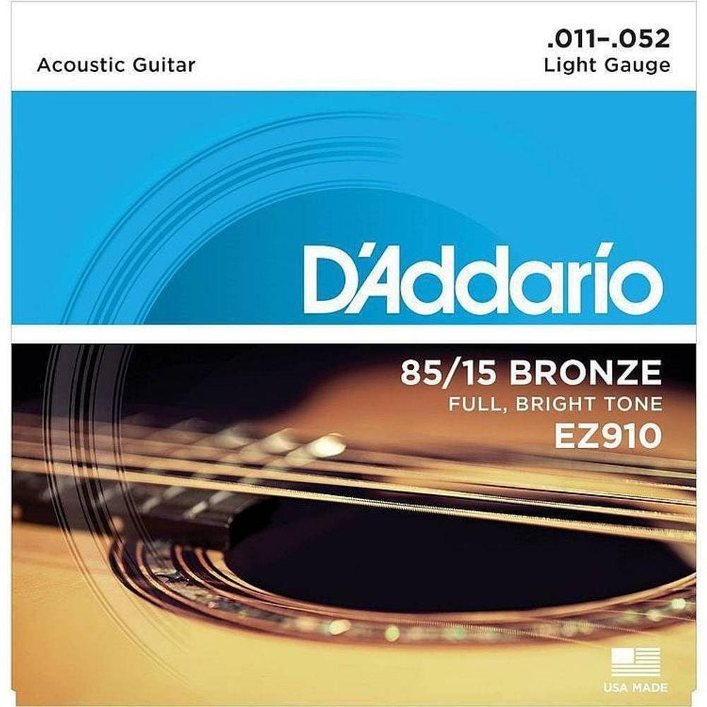 Encordoamento Violão Aço 011 D`addario 85/15 Bronze Ez910
