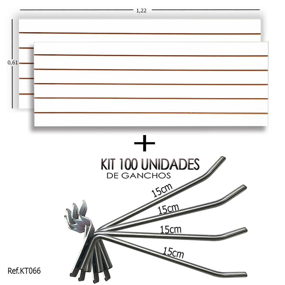 2 Paineis Canaletados - 1,22 x 0,61 + 100 Gancho 15cm