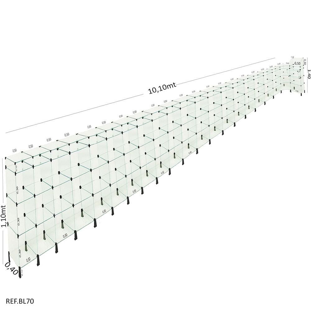 Balcão L Em Vidro Modulado C/ Caixa 10,10 X 1,10 X 1,10 X 0,40