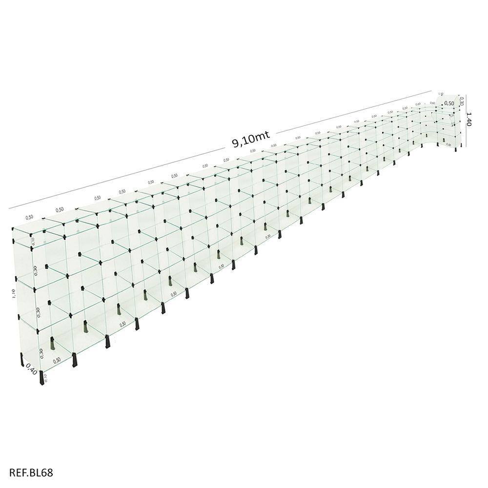 Balcão L Em Vidro Modulado C/ Caixa 9,10 X 1,10 X 1,10 X 0,40