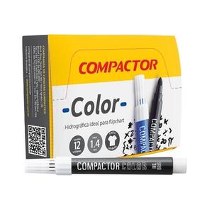 Marcador Color Avulso Preto Compactor - Embalagem com 12 Unidades