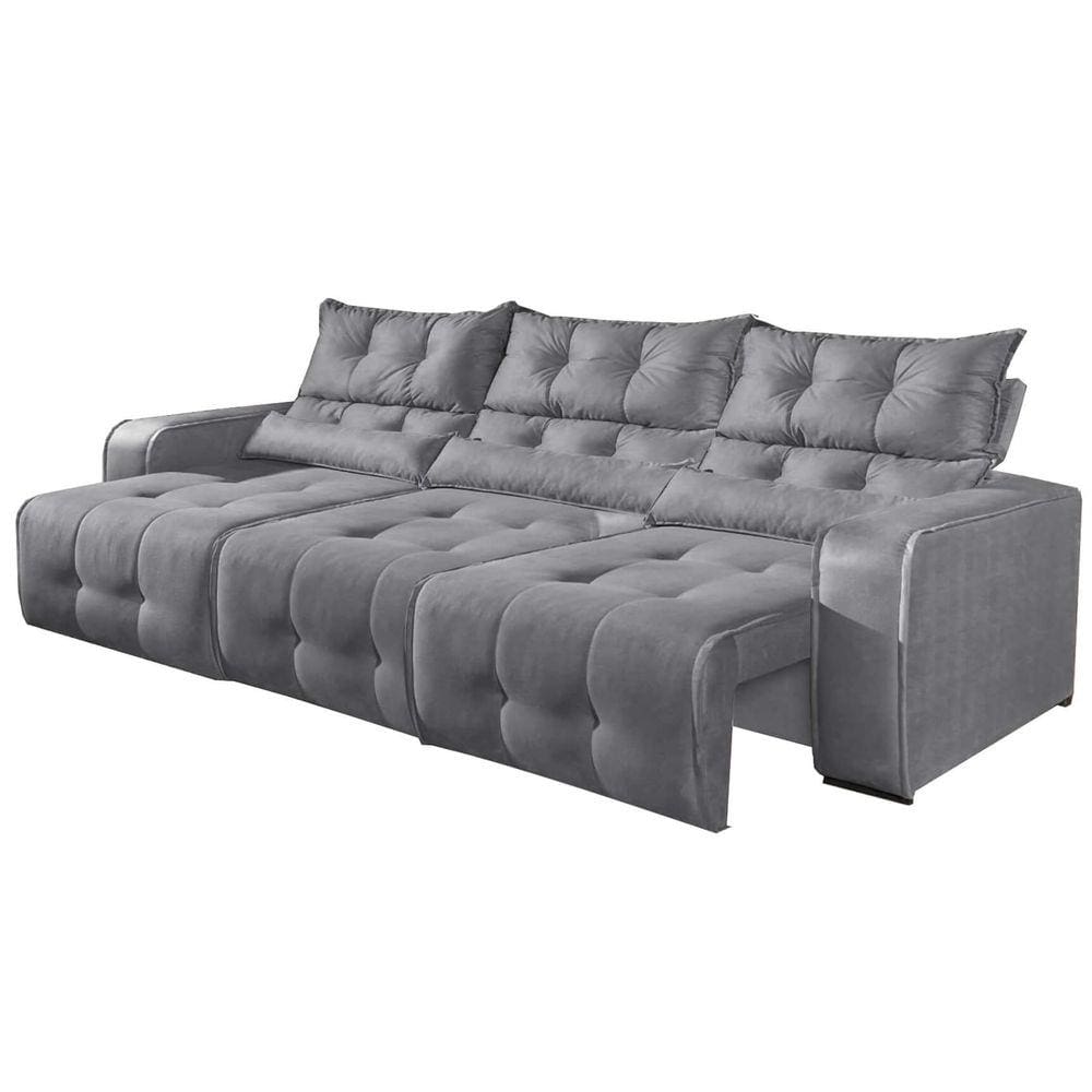 Sofa retratil reclinavel 4 lugar cinza | Casas Bahia