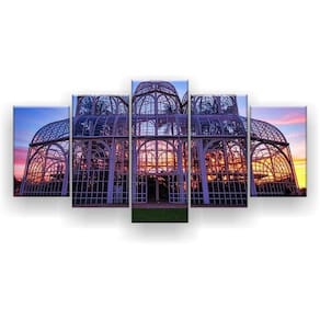 Quadro Decorativo Mosaico 5 Peças Jardim Botânico Curitiba
