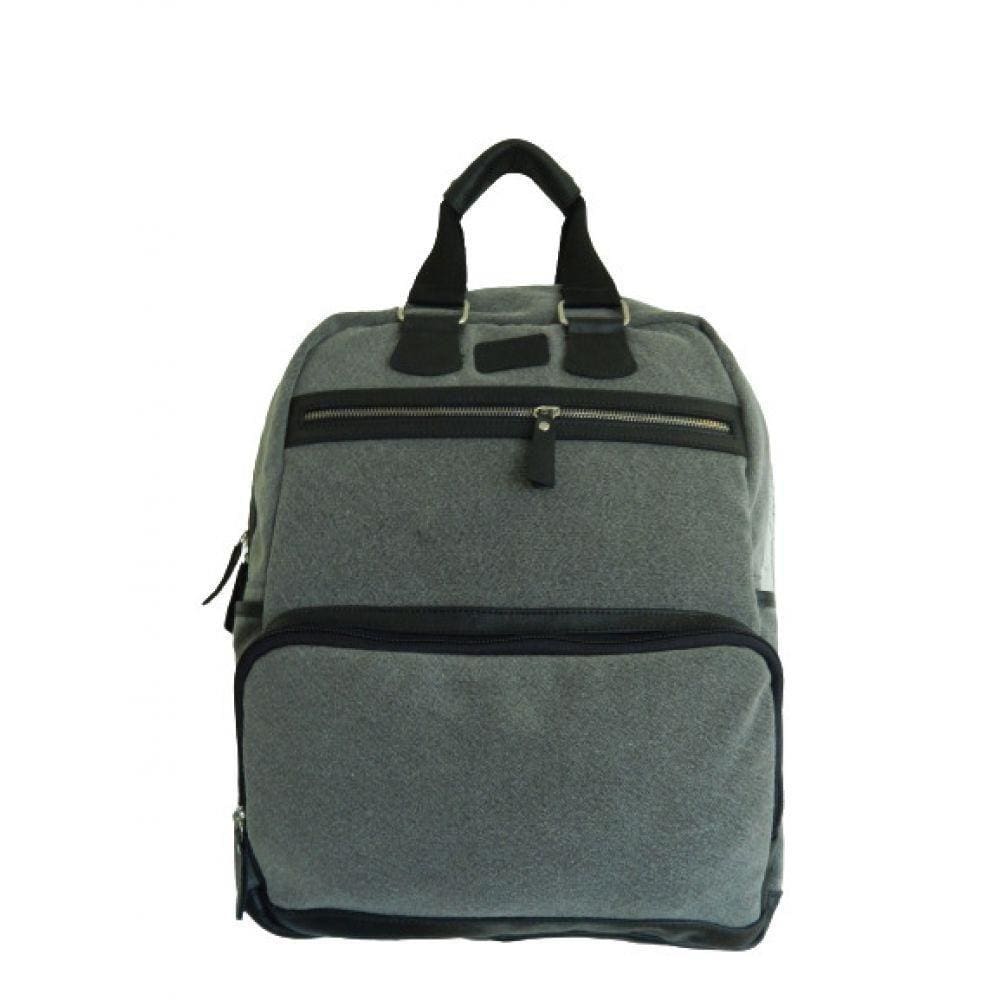 Mochila Executiva de Lona E Couro Zup Cor Cinza