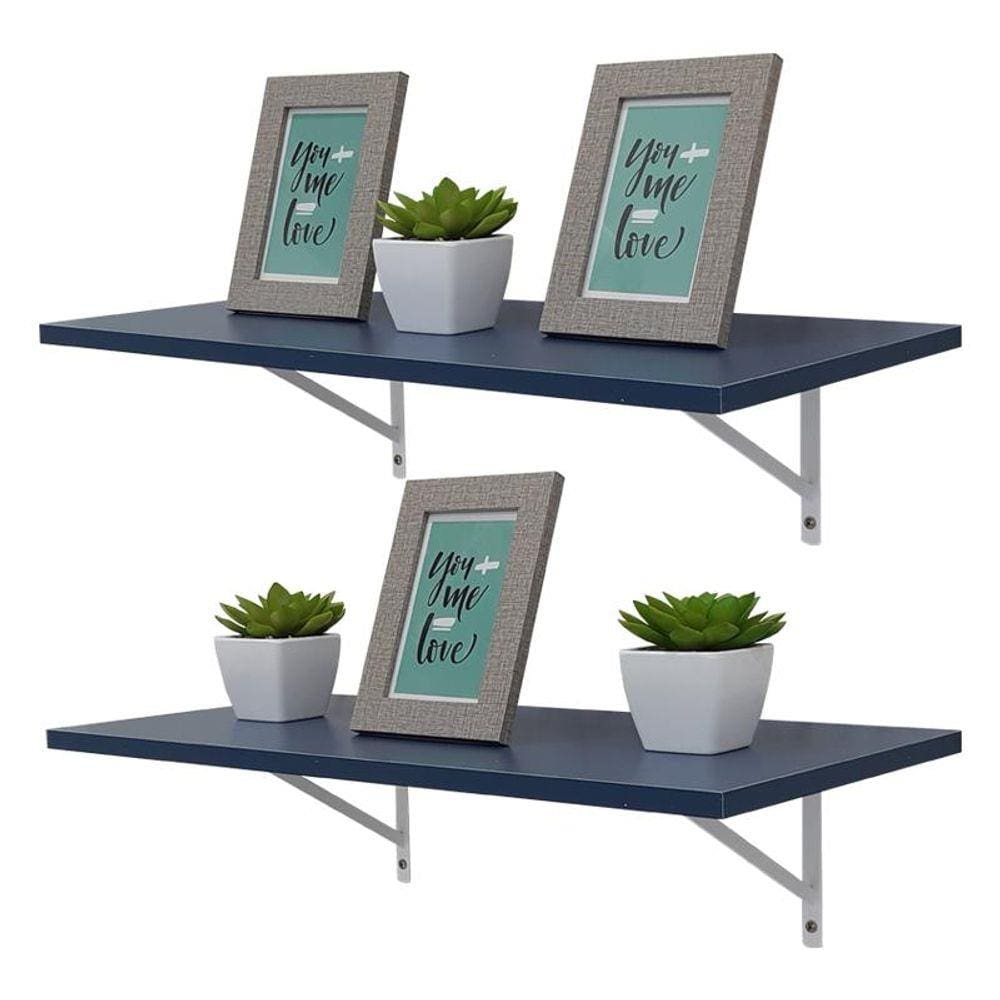 Kit 2 Prateleiras 60 x 30cm azul Com Mão Francesa