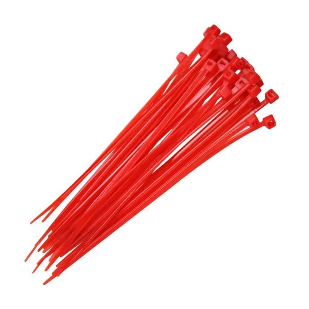 Abraçadeira de nylon 200 mm x 2,5 mm Starfer vermelha
