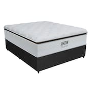 Cama Box Casal Colchão Molas Pocket Ensacadas Tower 138x188x72cm Branco / Preto