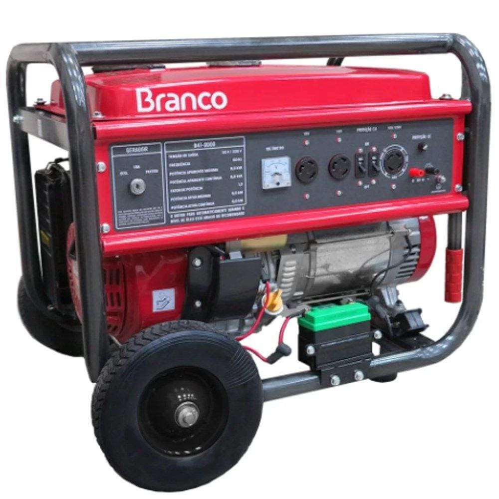 Gerador de Energia à Gasolina 6,5 kVA 15HP 110/220V com Partida Manual  Branco Motores