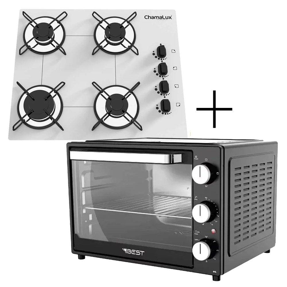 Fogao Cooktop 4 Bocas Branco Forno Eletrico 44 Litros Chamalux | Casas ...