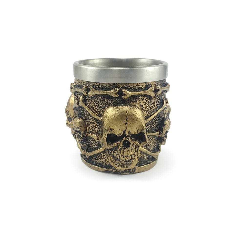 Copo Para Dose Shot Em Aço Inox Resina Modelo 6 Caveiras Decorativo Colecionável Tequila Whisky Vodka