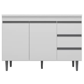 Balcão Gabinete de Pia sem Tampo 100cm 2 Portas 3 Gavetas Andréia Branco - AJL Móveis