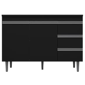 Balcão Gabinete de Pia sem Tampo 120cm 2 Portas 3 Gavetas Andréia Preto Total - AJL Móveis
