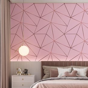 Papel De Parede Adesivo Zara Rosa Com Rosê Gold