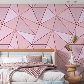 Papel De Parede Adesivo Zara Tons de Rosa Com Rosê Gold